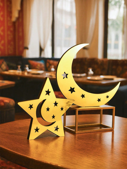 mirror crescent moon and star tabletop decor