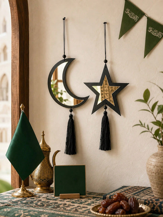 star and crescent tassel wall hanging
