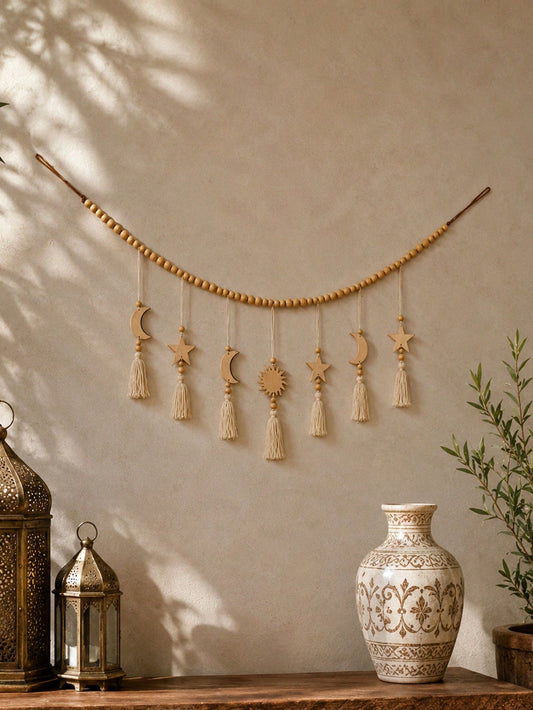 crescent moon sun and star tassel garland