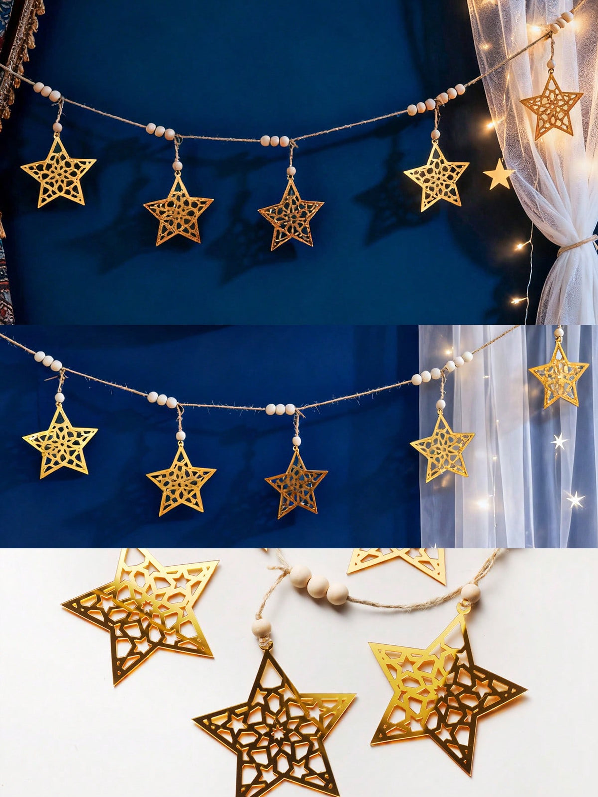 gold cutout star garland