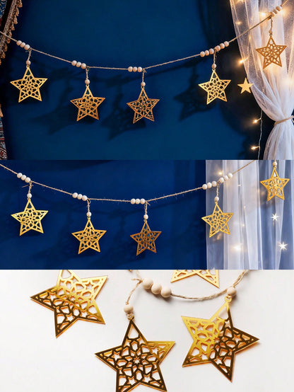 gold cutout star garland