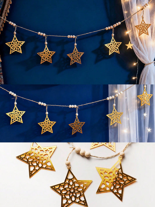 gold cutout star garland