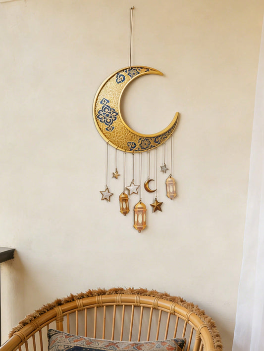 crescent moon lantern wall hanging