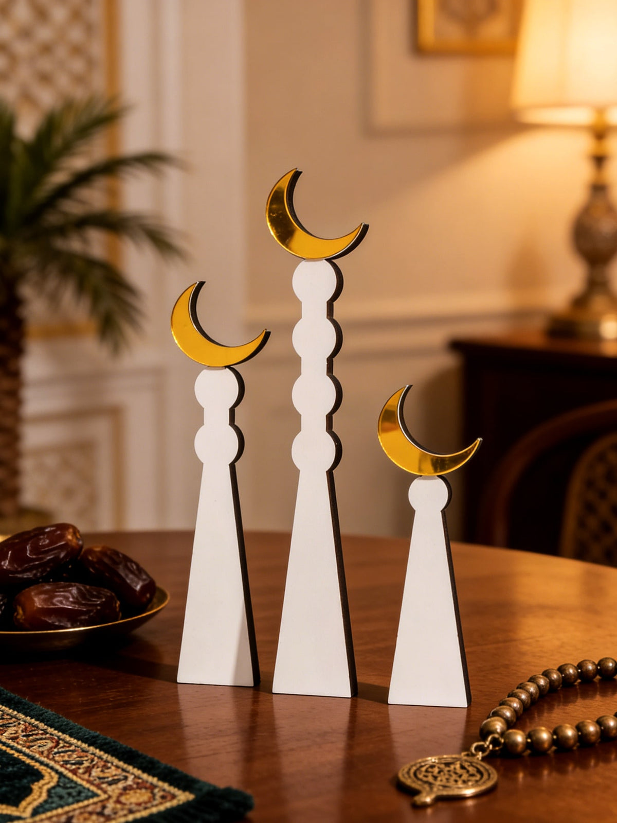 minaret and crescent tabletop silhouettes