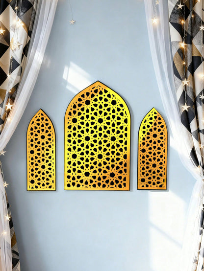 gold mashrabiya arch wall art
