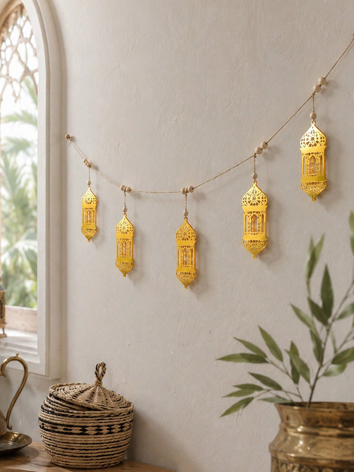 gold geometric lantern garland