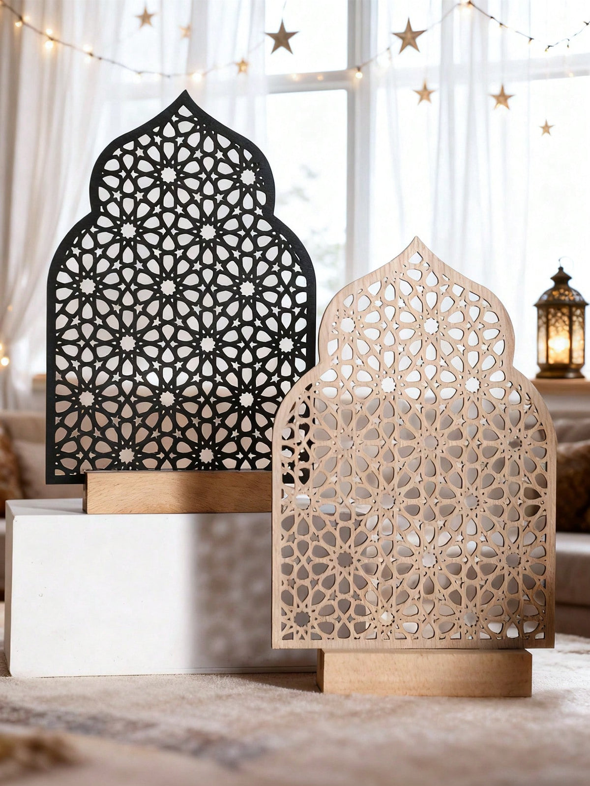 geometric lattice arch tabletop decor