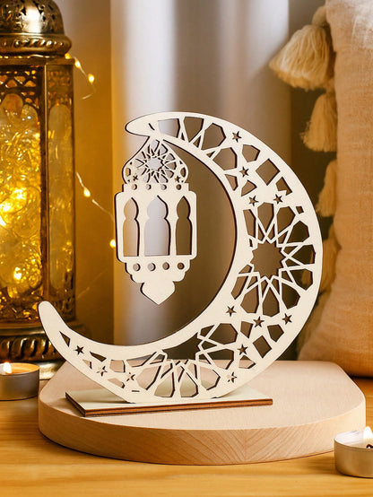 geometric crescent moon lantern tabletop decor