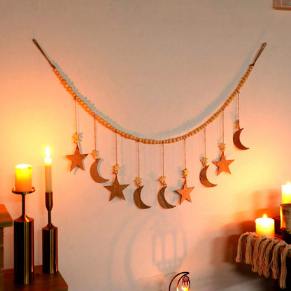 moon and star beaded garland styled in a room, photo 2