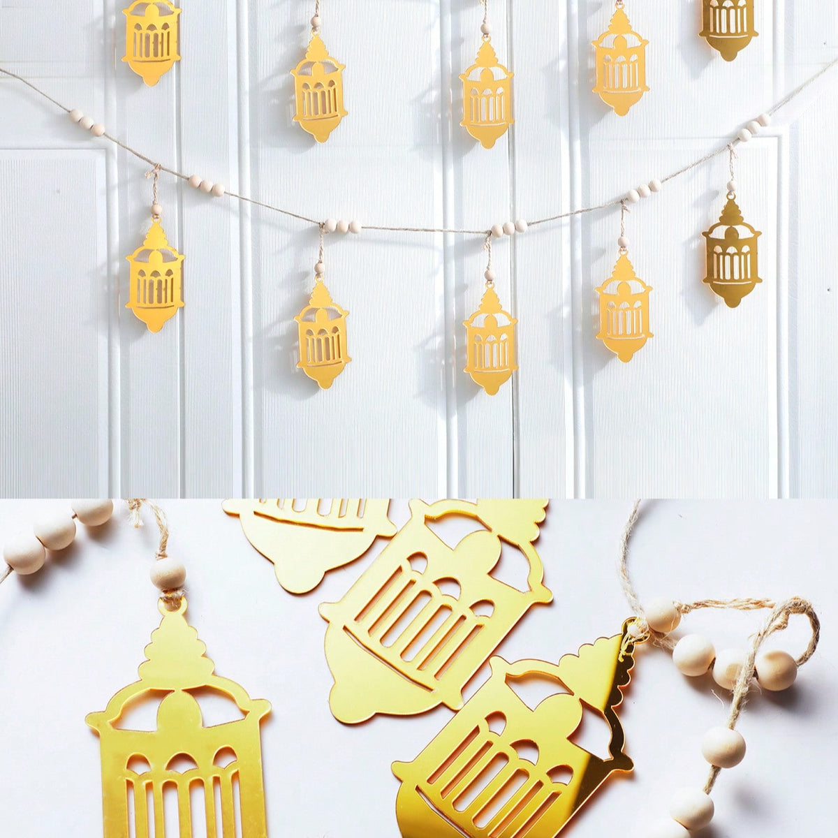 gold filigree lantern garland size and details, photo 10