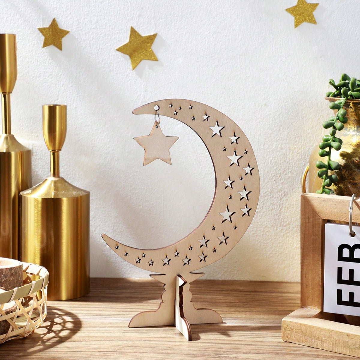 crescent moon tabletop decor with hanging star size and details, photo 10