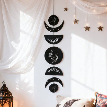 moon phase olive branch wall hanging styled in a room, photo 2