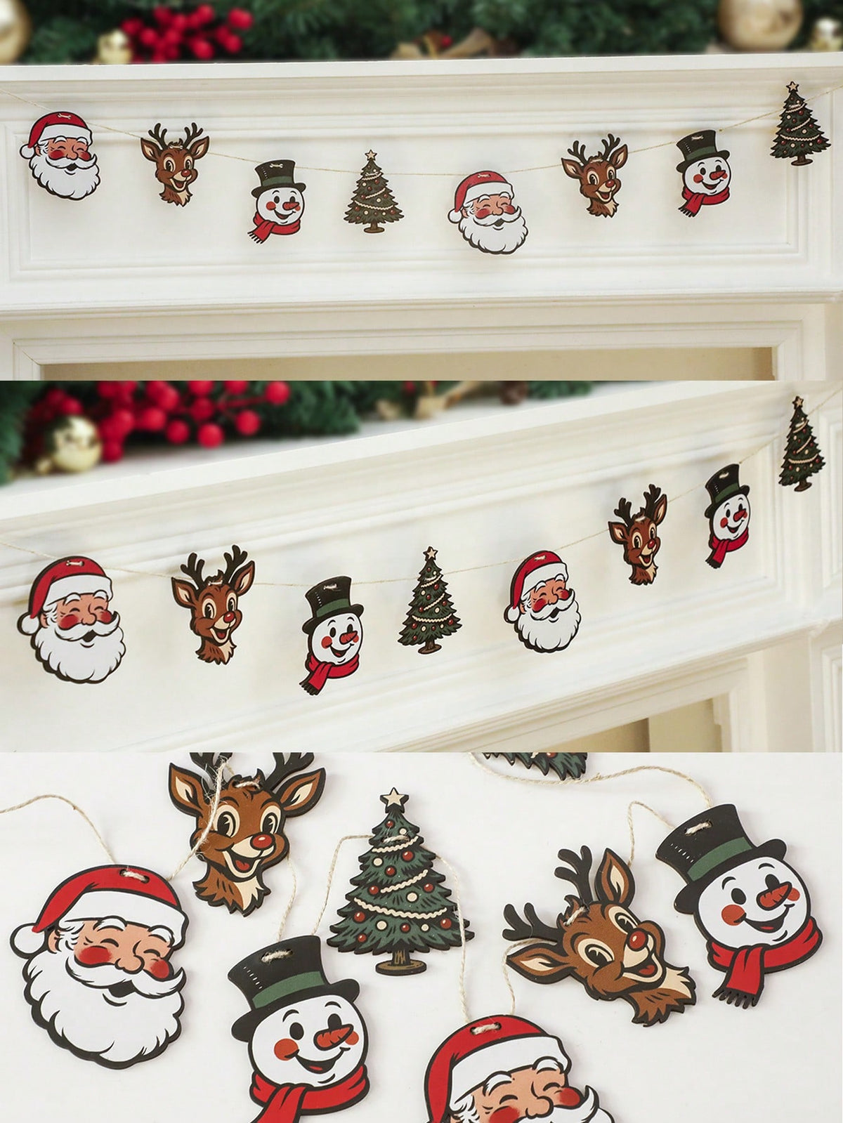 Santa reindeer snowman garland - main photo