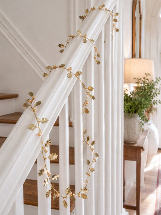 holly leaf bead garland - Gold photo 1