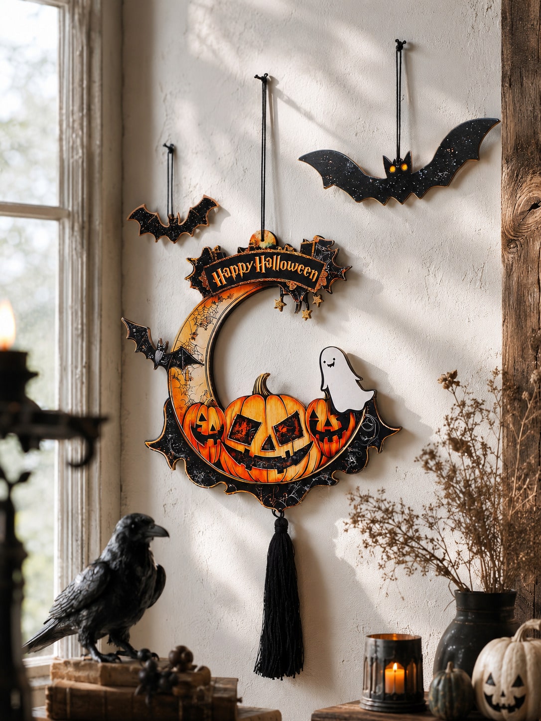 crescent moon pumpkin hanging decor - main photo