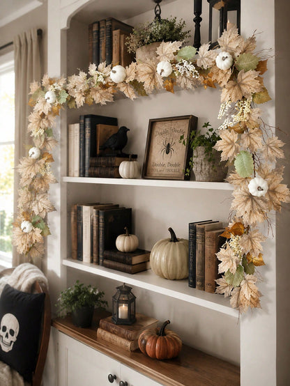 fall maple garland white pumpkins - main photo