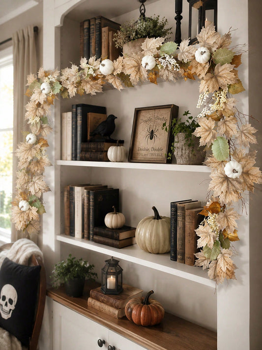 fall maple garland white pumpkins - main photo