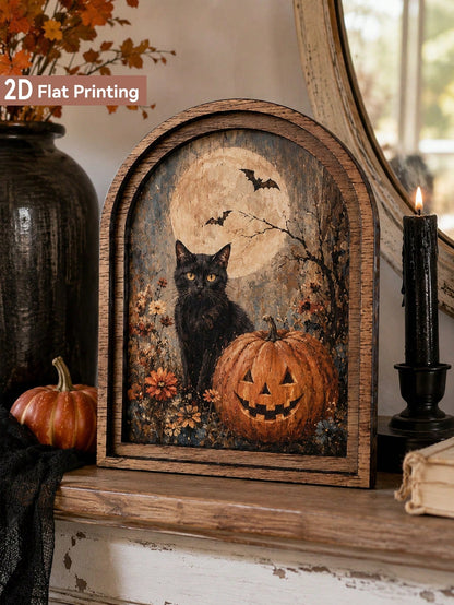 black cat jack-o-lantern arch sign - main photo