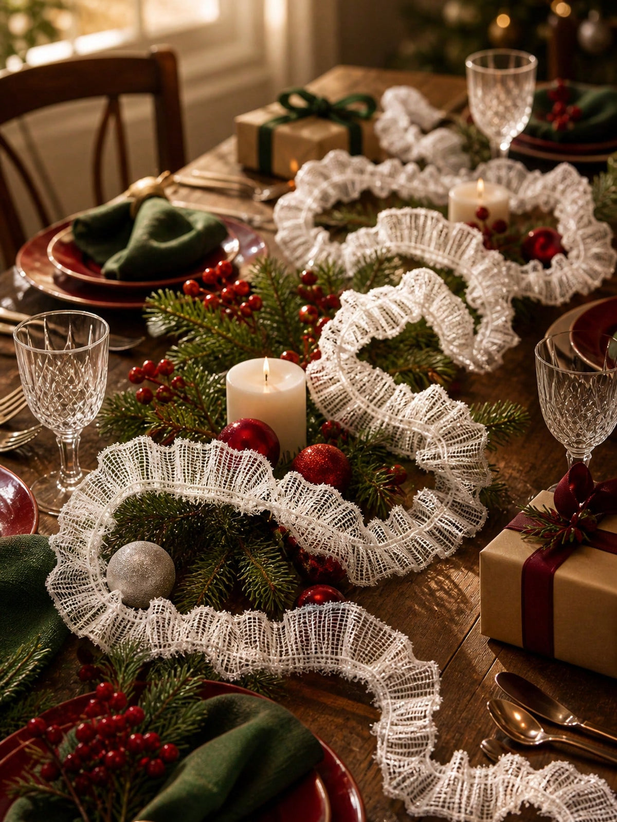 ruffled mesh ribbon garland - White photo 1