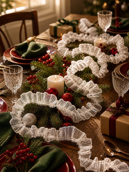 ruffled mesh ribbon garland - White photo 1