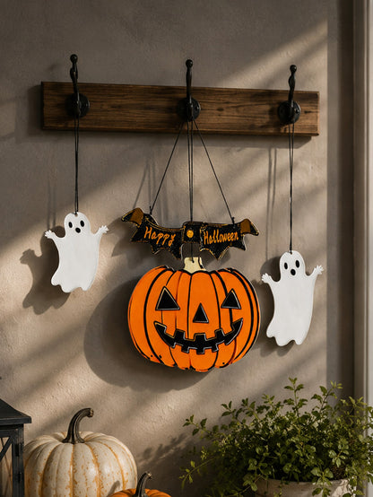 pumpkin ghost Halloween hanging sign - main photo
