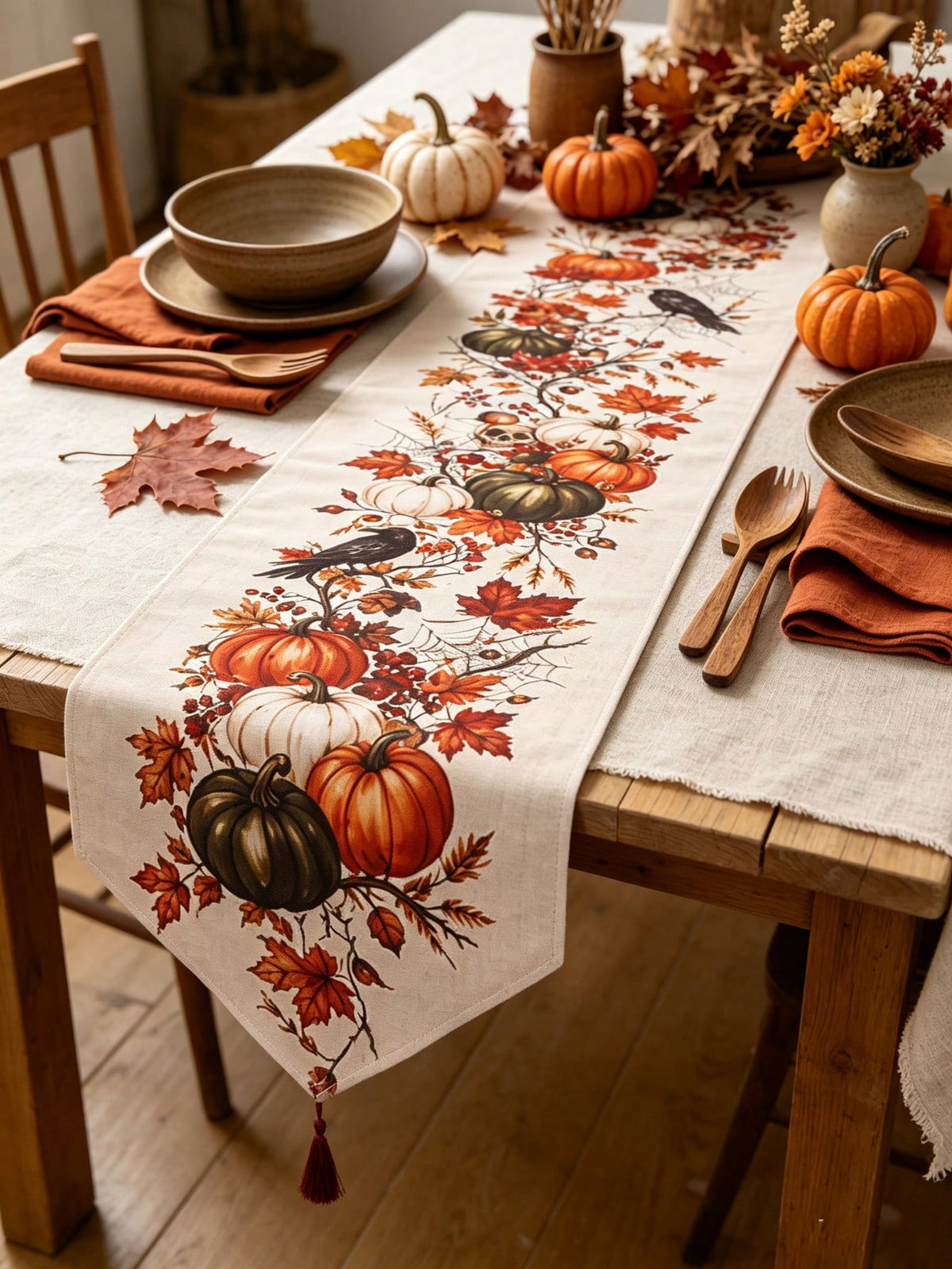 pumpkin crow fall table runner - main photo