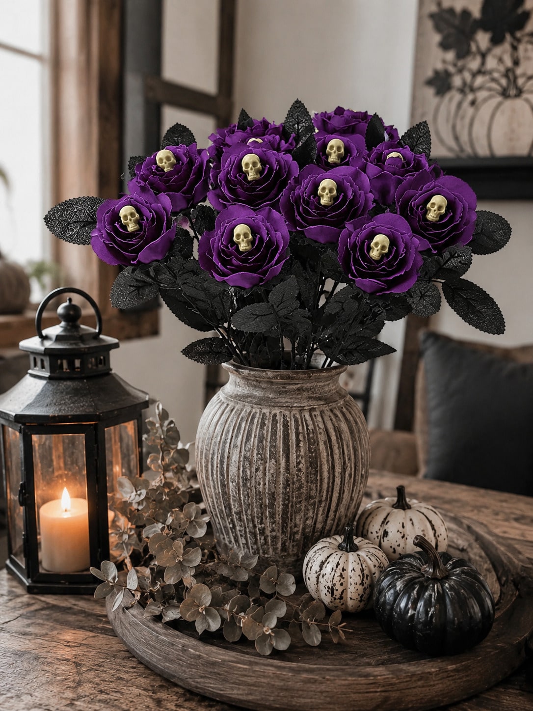 purple skull rose artificial flowers - main photo