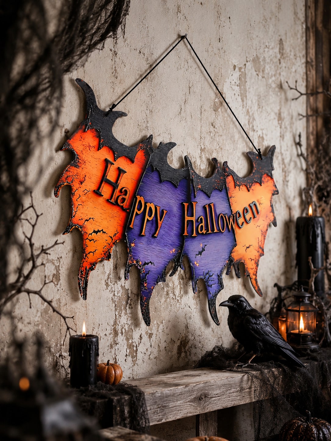 Happy Halloween bat banner sign - main photo