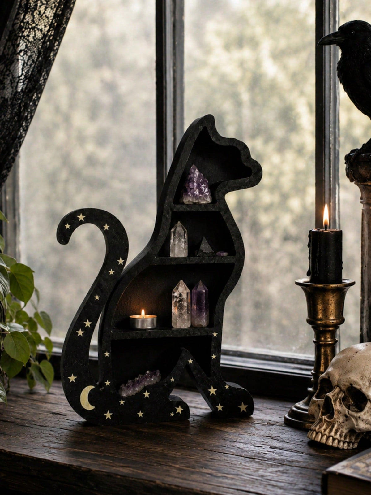 black cat crystal display shelf - main photo