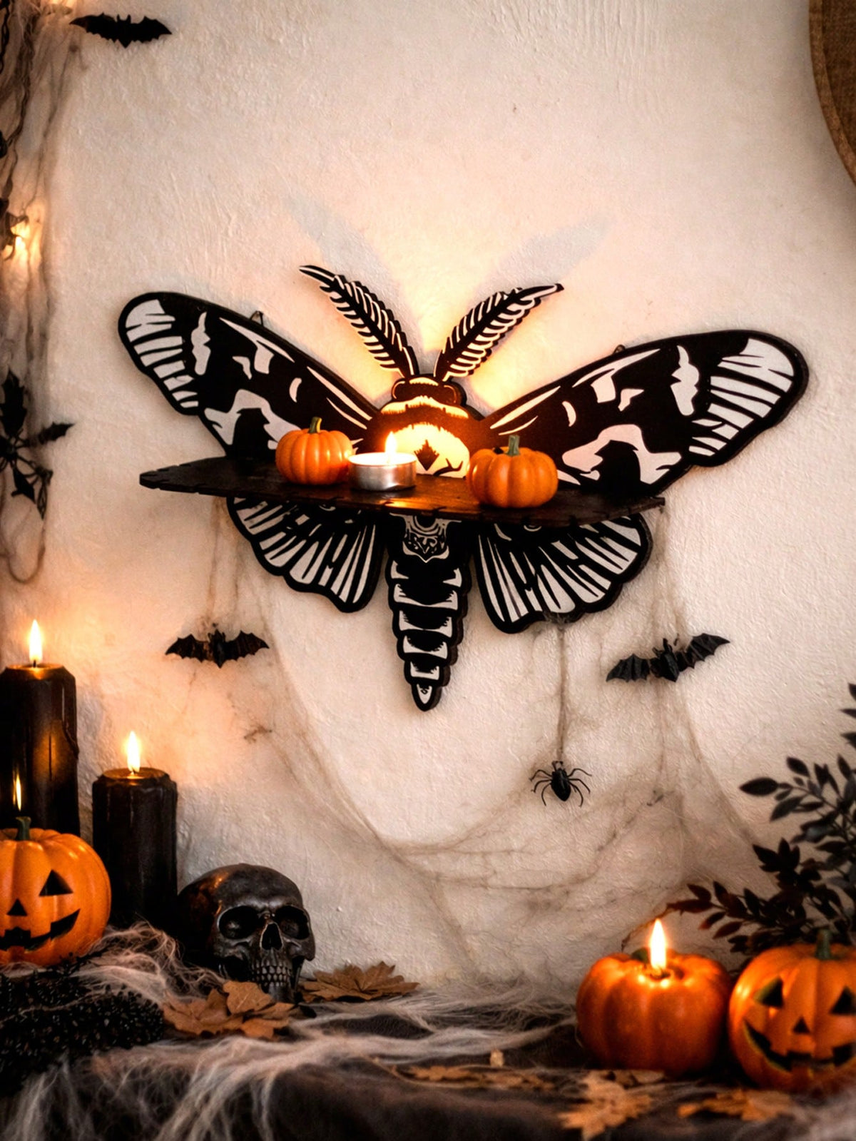 death's head moth wall shelf - Black & White styled photo