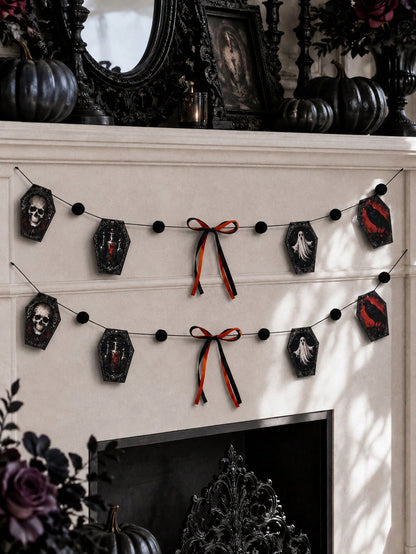 skull coffin raven gothic garland - main photo