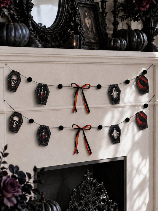 skull coffin raven gothic garland - main photo