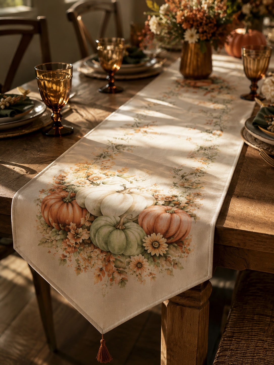 pumpkin wildflower table runner - main photo
