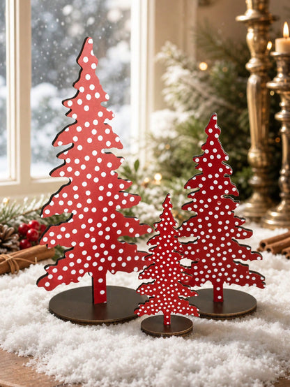 patterned Christmas tree tabletop decor - Red Polka Dot styled photo