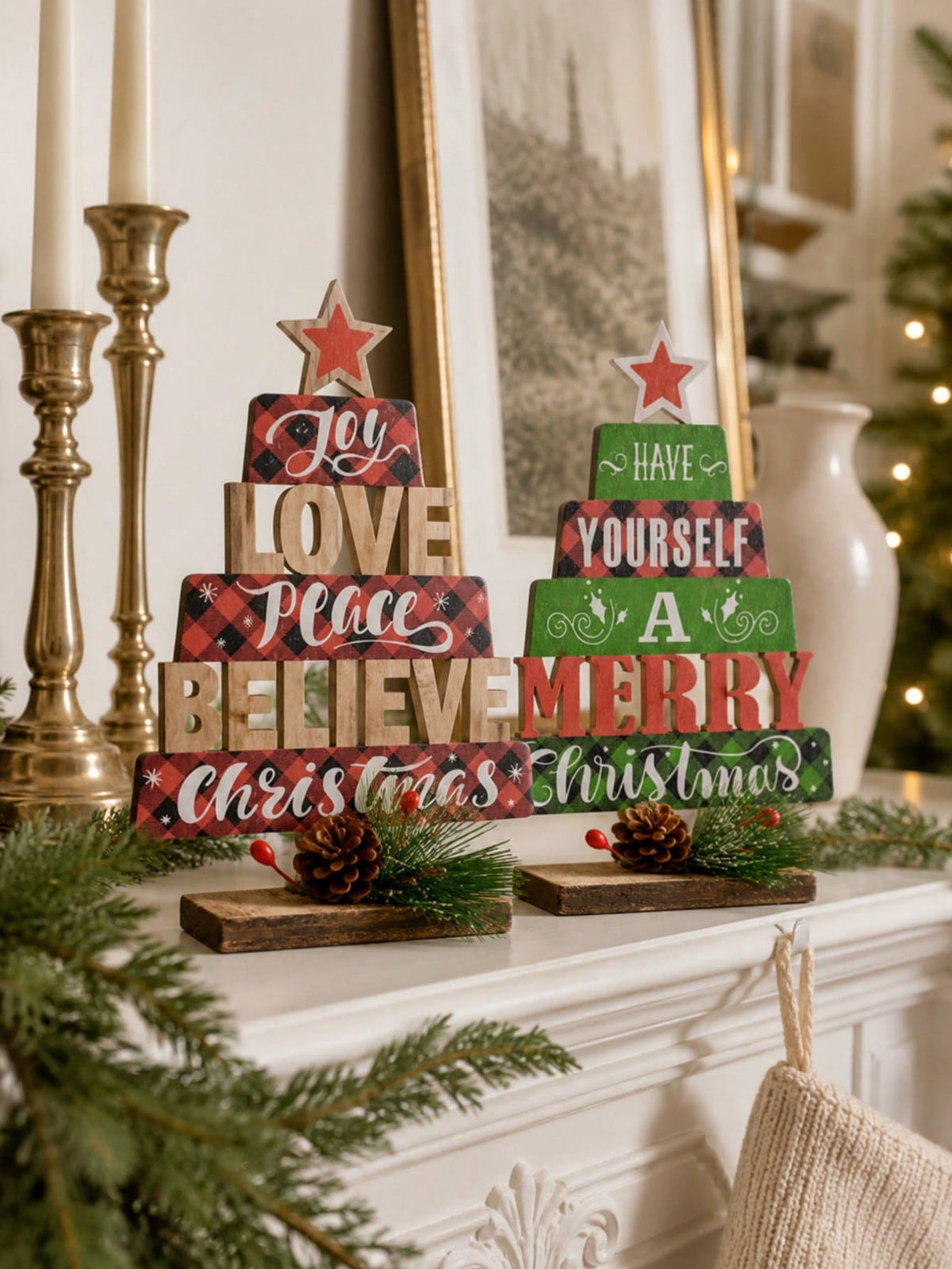 Christmas word tree tabletop signs - main photo