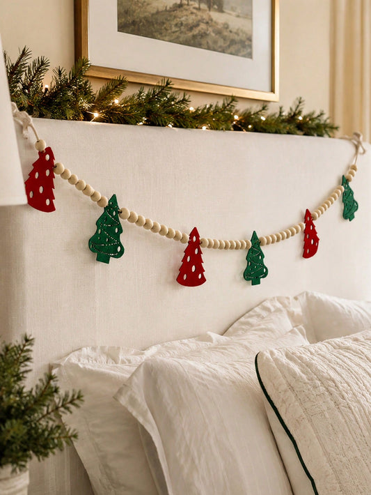 felt Christmas tree bead garland - main photo