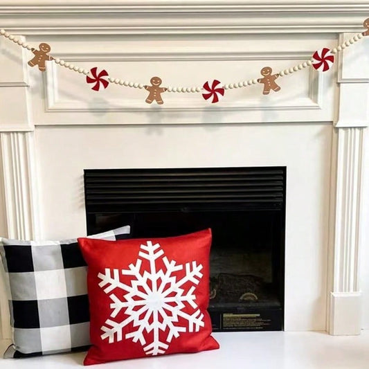 gingerbread peppermint felt garland - Red photo 1