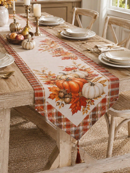 fall pumpkin plaid table runner - main photo