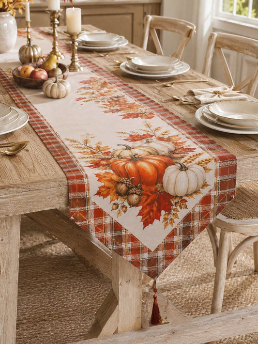 fall pumpkin plaid table runner - main photo