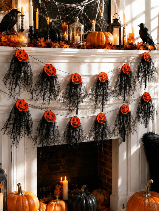 pumpkin black tulle Halloween garland - main photo