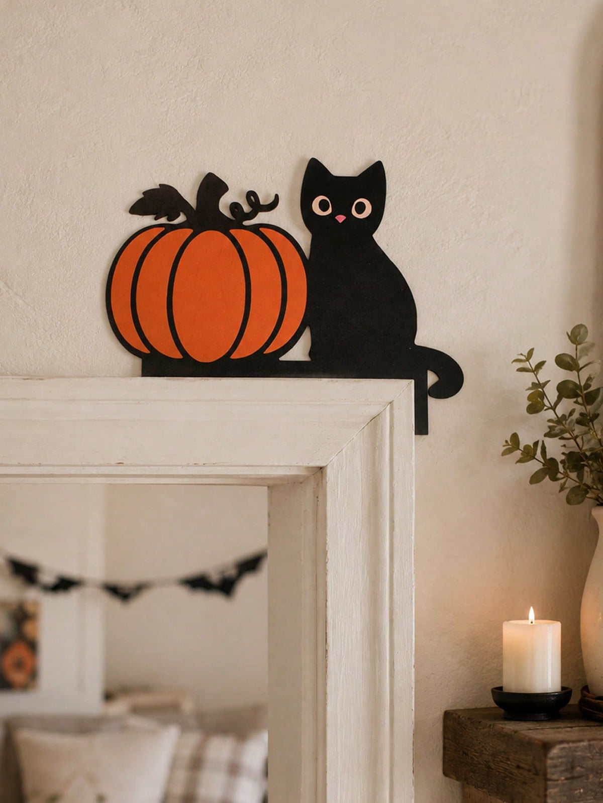 black cat pumpkin door corner decor - main photo
