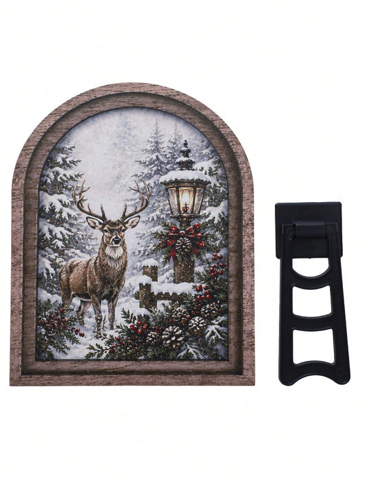 reindeer snowy forest arch sign - main photo