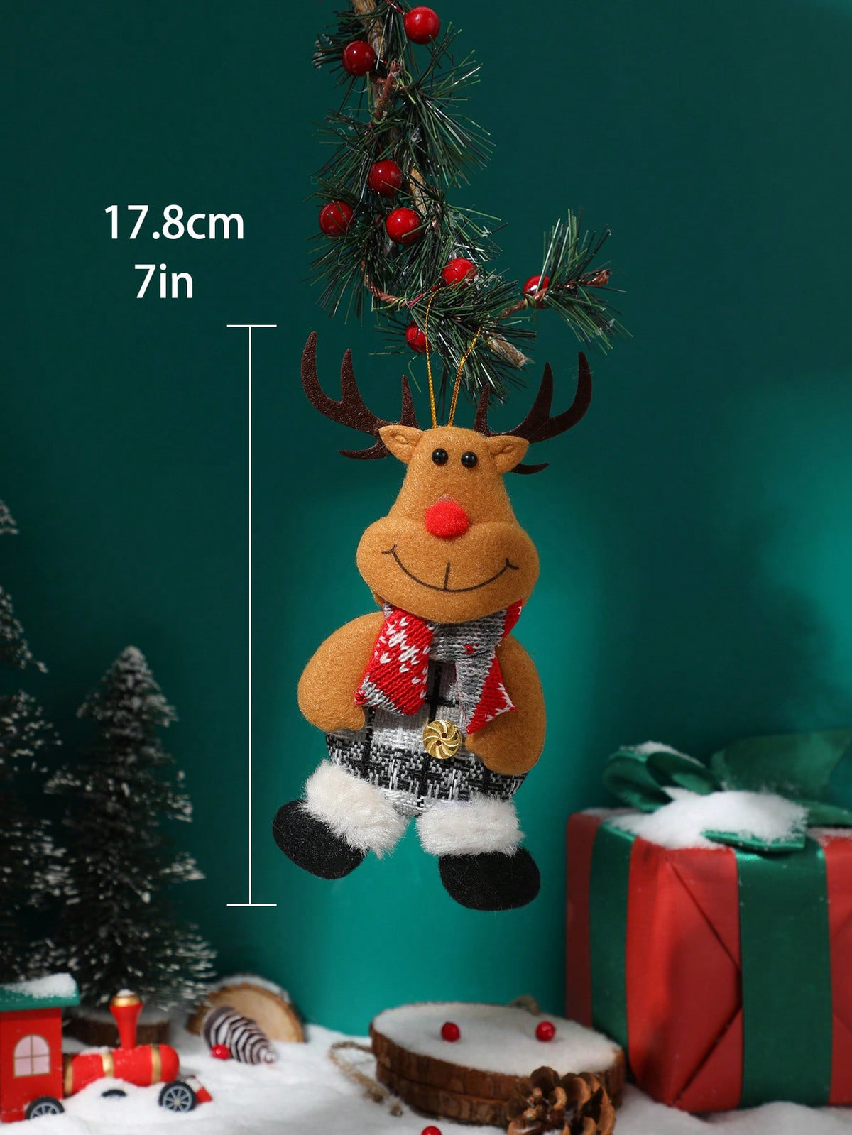 plush reindeer Christmas ornament - main photo