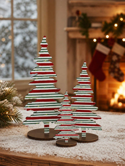 patterned Christmas tree tabletop decor - Candy Stripe styled photo