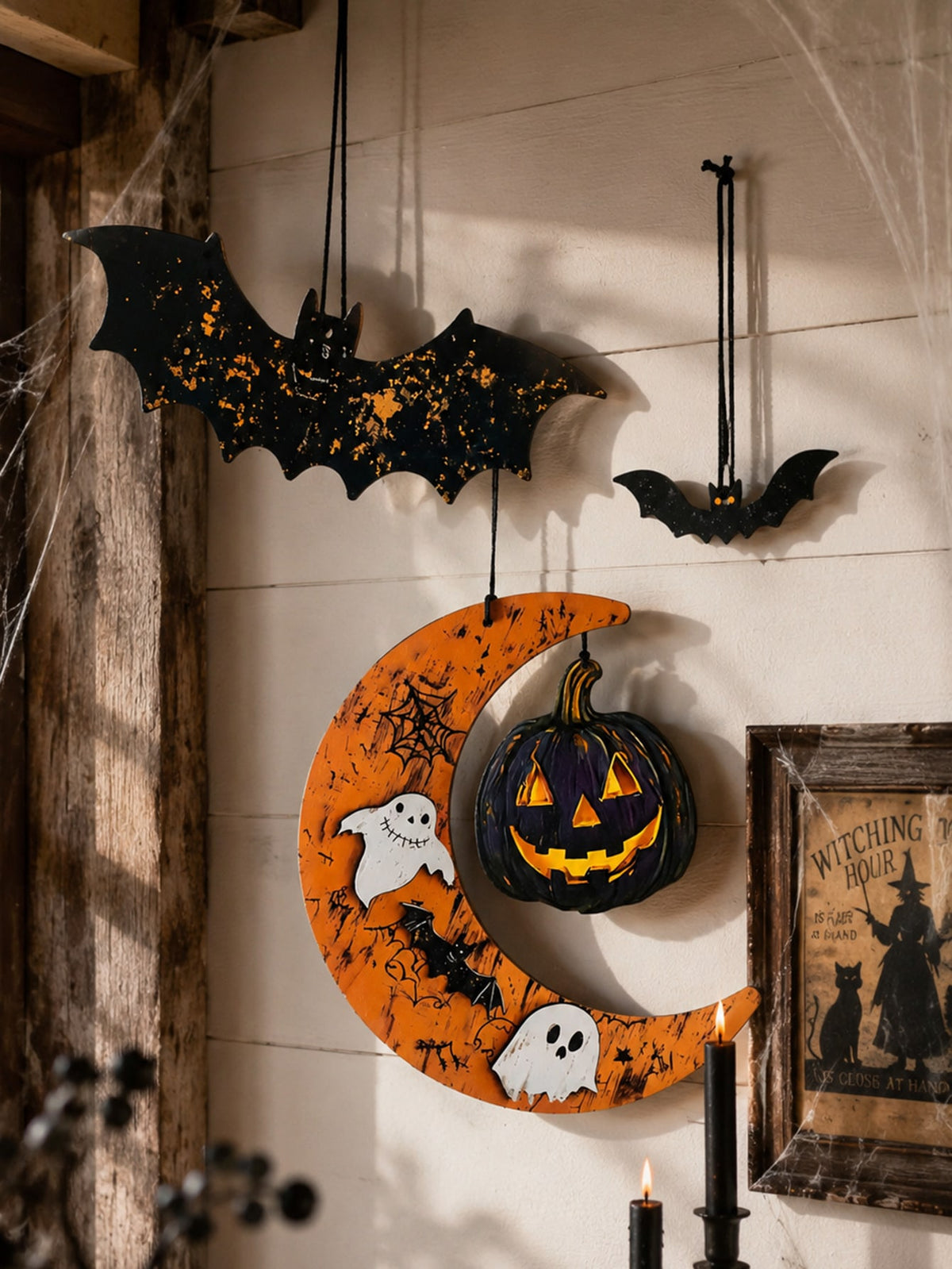 bat moon pumpkin hanging decor - main photo