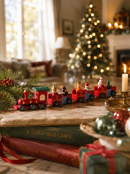 long Christmas train tabletop decor - main photo