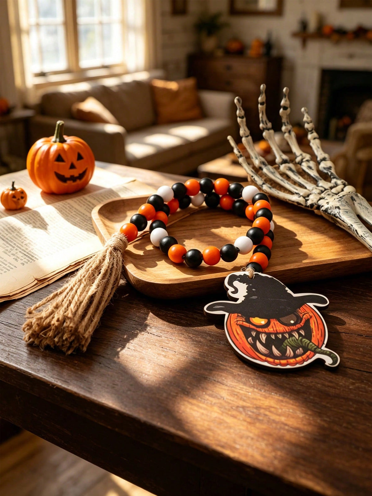 witch hat pumpkin beaded garland - main photo