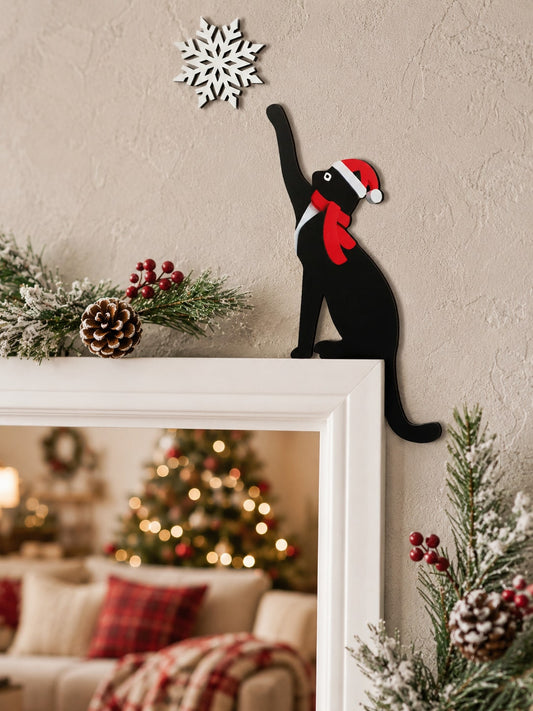black cat Christmas door corner decor - main photo