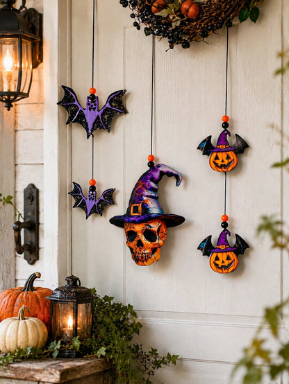 witch hat skull bat hanging decor - main photo