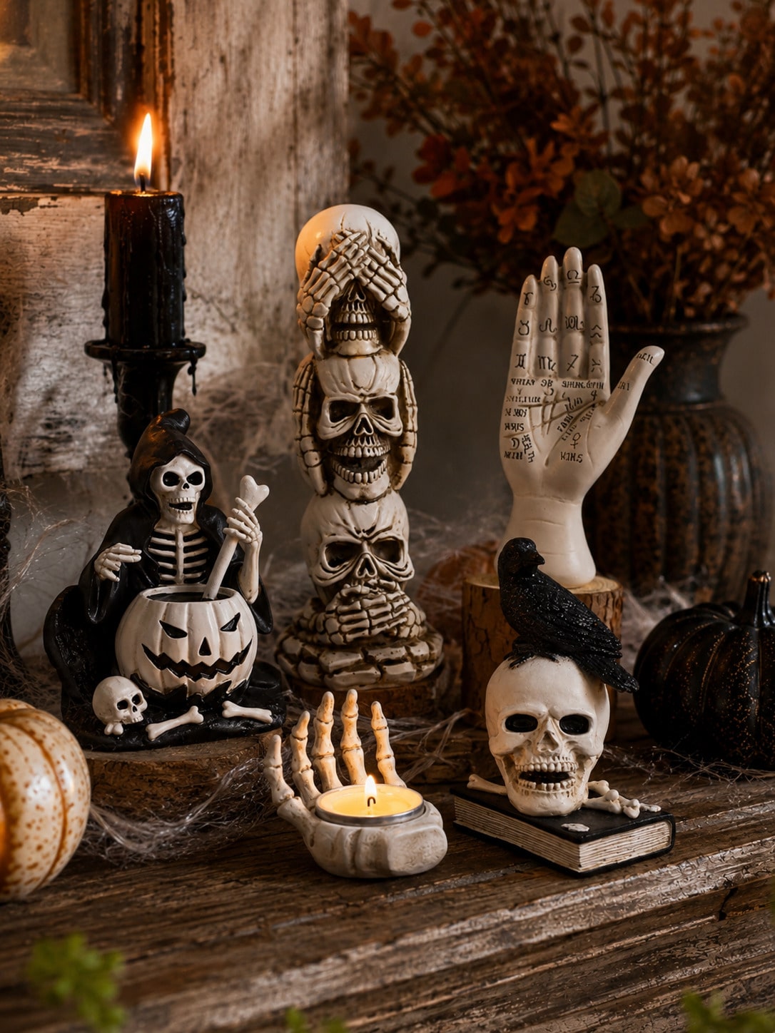 gothic skull skeleton figurines - main photo